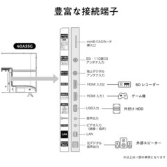 【美品】ハイセンス 40V型 フルハイビジョン 液晶テレビ 40A35G ダブルチューナー 外付けHDD裏番組録画対応 VAパネル 2021年モデルの画像