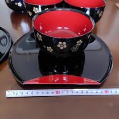 大きめの御椀　お盆付き　５個セットの画像