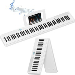 新品✨　電子ピアノ 88鍵盤 折り畳み タッチレスポンス鍵盤 5Wデュアルスピーカー MIDI対応 キーボード ピアノ 充電可能 ペタル付き コンパクトの画像