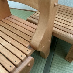 子供用☆木の椅子2つ　お話中の画像