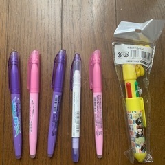 新品❣️ワンピース4色ボールペン、フリクション蛍光ペン各種1本ずつ
