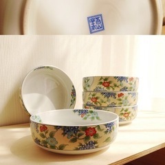 有田焼 吾山窯 5個 セット 色絵 深皿 和食器の画像