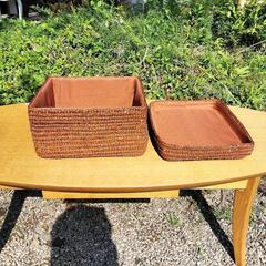 バスケット小物入れ　蓋付きの画像