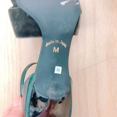 PEPPER MINT MOON　Mサイズ　緑ベルベットリボンサンダルの画像