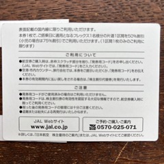 日本航空　株主割引券の画像