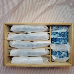 有田焼 西峰作 墨はじき萩 末広料理揃 扇形皿＆小鉢  5客セットの画像