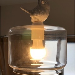 【美品】照明器具 ペンダントライト 鳥ランプ 透明ガラスシェード 北欧風の画像