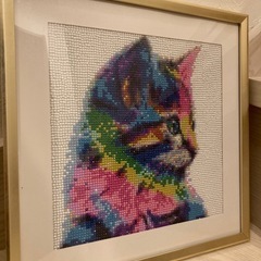 ダイヤモンドアート　ねこ　丸ビーズの画像
