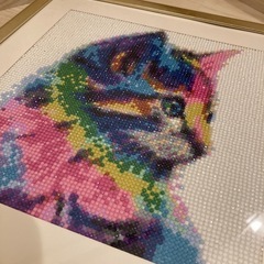 ダイヤモンドアート　ねこ　丸ビーズの画像