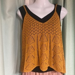 1305.Khalita レース編みビスチェ M マスタード☆
