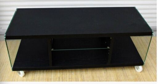 Francfranc テレビボード テレビ台 ガラス張り ローボード 幅120㎝ キャスター フランフラン　【基本、直接引取】【配送リクエストOK】