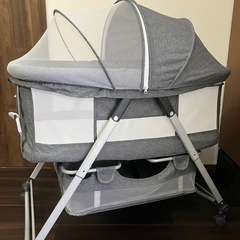 【美品】ベビーベッド　蚊帳付き  高さ調整可能　折りたたみOK