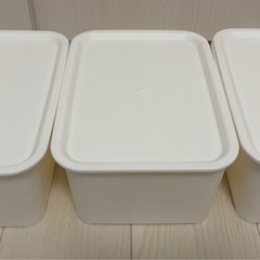 3個セット　セリア　フタ付プラBOX ホワイト　　の画像