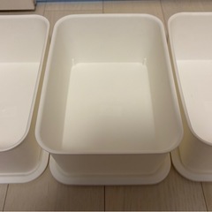 3個セット　セリア　フタ付プラBOX ホワイト　　の画像