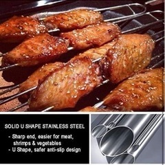 新品⭐️ 6本✨ バーベキュー串 bbq ステンレス 焼き串 スキュアー 鉄串 38cmの画像