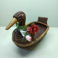 籐 小物入れ 籠 鳥