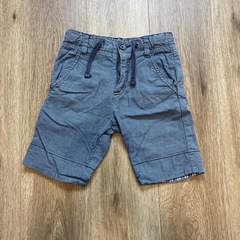 ZARA kids ブルー×チェック　2WAY コットン混紡 パンツの画像