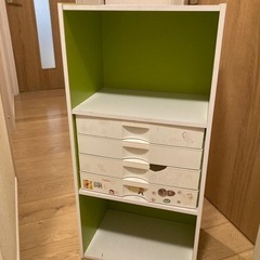 ３段　カラーボックス　引き出し付き