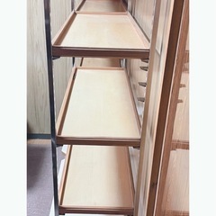 残り7台♪収納 棚 キャスター ラック レトロ ビンテージ 什器 ステンレス 木製の画像