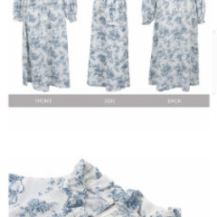 新品【春服ワンピース】Ｍサイズ／白地×水色グレーの画像