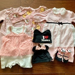 サイズ50-60 女の子向けセット ロンパース 靴下 帽子