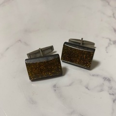 琥珀風　カフス　ヴィンテージの画像