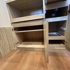 LOWYA 食器棚 (幅90cm・ナチュラルカラー）ハイタイプ コンセント付きの画像