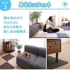 未使用訳あり 抗菌ジョイントマット 8畳64枚 スタイリッシュブラック 厚み1cm 縁付 クッション マット 断熱 保温 特級防音 衝撃吸収の画像