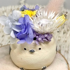 シマエナガのフラワーアレンジメント♡