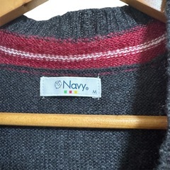 【Navy 】ダークグレー Vネック 半袖ニット Mの画像