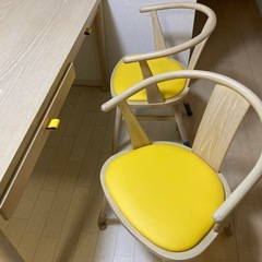 【取引中】ダイニングテーブル　4点セット　4ヶ所引き出し付き　北欧　おしゃれ　リメイクの画像