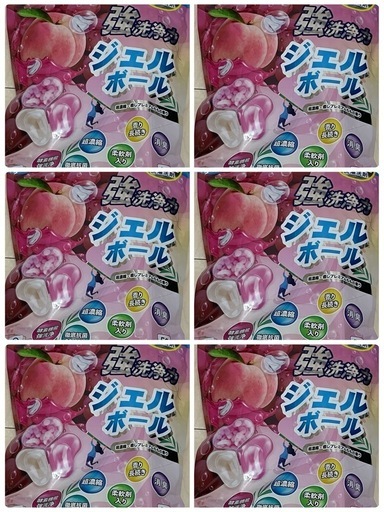 【58個×6袋】洗濯ボール　洗濯ジェル　洗濯ジェルボール　ジェルボール　6in1　洗濯洗剤　洗剤用品　ももの香り　ドラム式OK