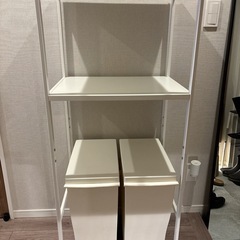キッチンラックとゴミ箱2個セット 山﨑実業 ホワイト