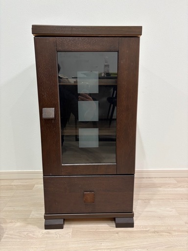 サイドボード　ブラウン　アンティーク　レトロ　ラック　ガラス戸　木製　収納