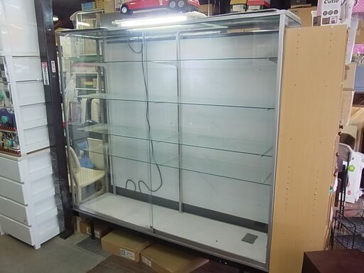 【G】　開店セール中につき、通常特価19,978円より半額の9,989円!　ガラスショーケース　タテヤマ ガラス ショーケース 幅181cm 奥46cm 高183.5cm 棚板4枚 スライド棚 展示 コレクション 什器