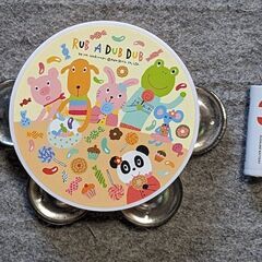 ■おもちゃの楽器まとめて４点★木琴・タンバリン・カスタネットX２★動物絵柄の可愛い楽器◎の画像