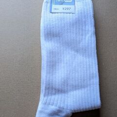 100円　メンズソックス　スクールソックス白　27-29cm