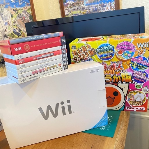 【商談中　動作確認済み】ニンテンドーWiiとソフト6タイトル　コントローラー4台付き