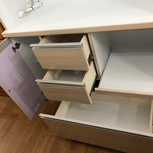 関家具　レンジボード　未使用品　ミルコ2 幅105cm ナチュラル【取りに来れる方限定】