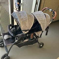 二人乗り ベビーカー 縦型 ベビーカー 2人乗りベビーカー 双子 兄弟 姉妹 二人用ベビーカー レインカバー 大容量物置 カゴ 折りたたみベビーカー 子供０歳-3歳まで （besrey br-c7082）の画像