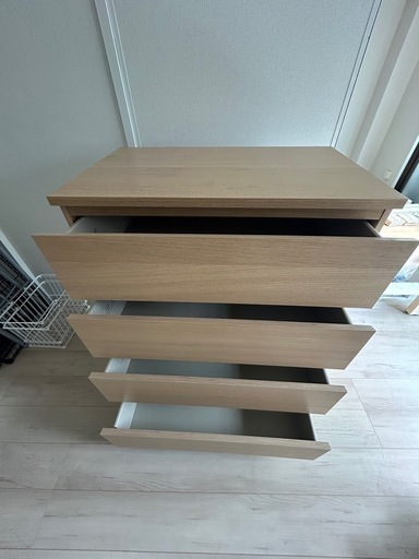【美品】IKEA MALM（マルム）チェスト 4段／オーク×ホワイト／収納力◎／幅80cm