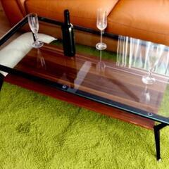 ヴィンテージ　ガラストップ　センターテーブル 済】ヴィンテージ風 ガラストップ センターテーブル