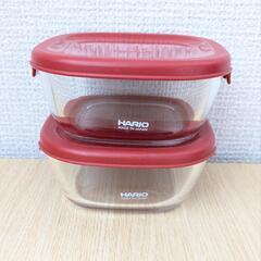 HARIO(ハリオ) 耐熱ガラス製保存容器 S 赤 250ml  2個600円の画像