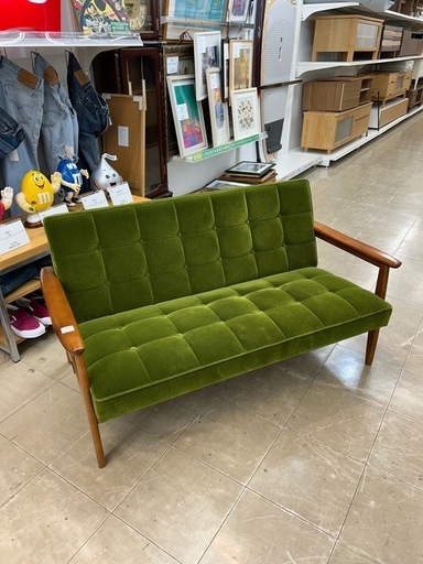カリモク 2人掛けソファー モケットグリーン 割引