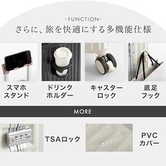 【シルバー/Mサイズ】多機能 キャリーケース アルミフレーム キャスターロック スマホスタンド カップホルダー スーツケースの画像