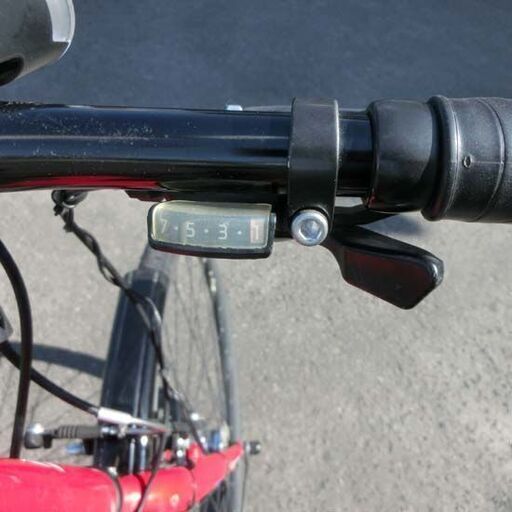 シティサイクル 27インチ ブリヂストン 赤 7段切替 7段変速 ライト無し