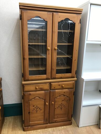 ☆ジモティ割あり☆ 食器棚 ブラウン H180×W80×D38 クリーニング済み 