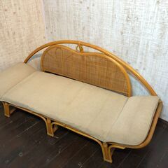 かわいい〜✨️　ラタンのソファ　 二人がけ♪　藤家具 古民具の画像
