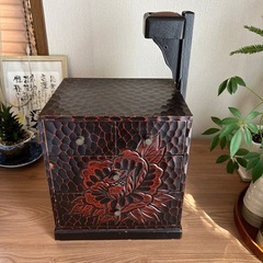 昭和レトロ 木製裁縫箱 和裁道具箱 花彫り 民芸調 小引き出し ...