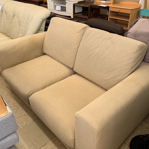 無印良品 2人掛けソファ ベージュ シンプルデザイン　カバー付 無印良品 2人掛けソファ ベージュ※2400010507502
